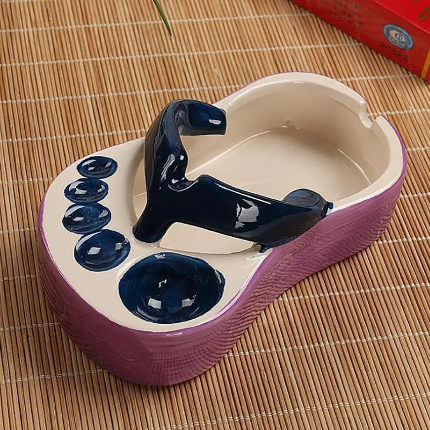 

Ceramic Slippers Shape Cigar Ashtray Creative Decorative Ashtray Holder Cigarette Ashtray for Home Office Decoration