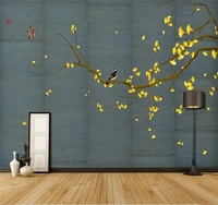 xue su custom mural wallpaper home decoration chinese style hand painted ginkgo gongbi flowers and birds background wall