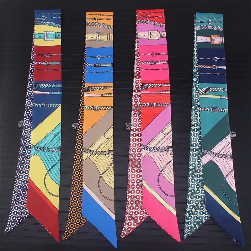 2020 модный длинный узкий шарф женские шелковые шарфы на шею Женская повязка для