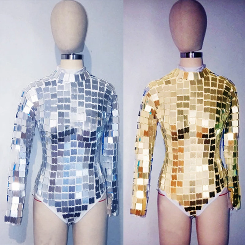 Комбинезон женский с зеркальным покрытием костюм для диджея лидера танцевальный