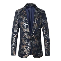 2021 spring men blazers fashion printed casual suit jacket slim fit wedding business dress coat streetwear social men clothing
