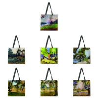brutalist landscape oil painting ladies casual handbag ladies shoulder bag outdoor beach bag clutch bag foldable shopping bag