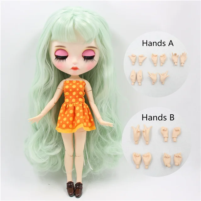 full set ICY factory blyth кукла на заказ, индивидуальная кукла, лицо, белая кожа, соединение тела, bjd, матовое лицо, бледно-зеленые волосы, 30 см, 1/6 игрушка - Цвет: full set