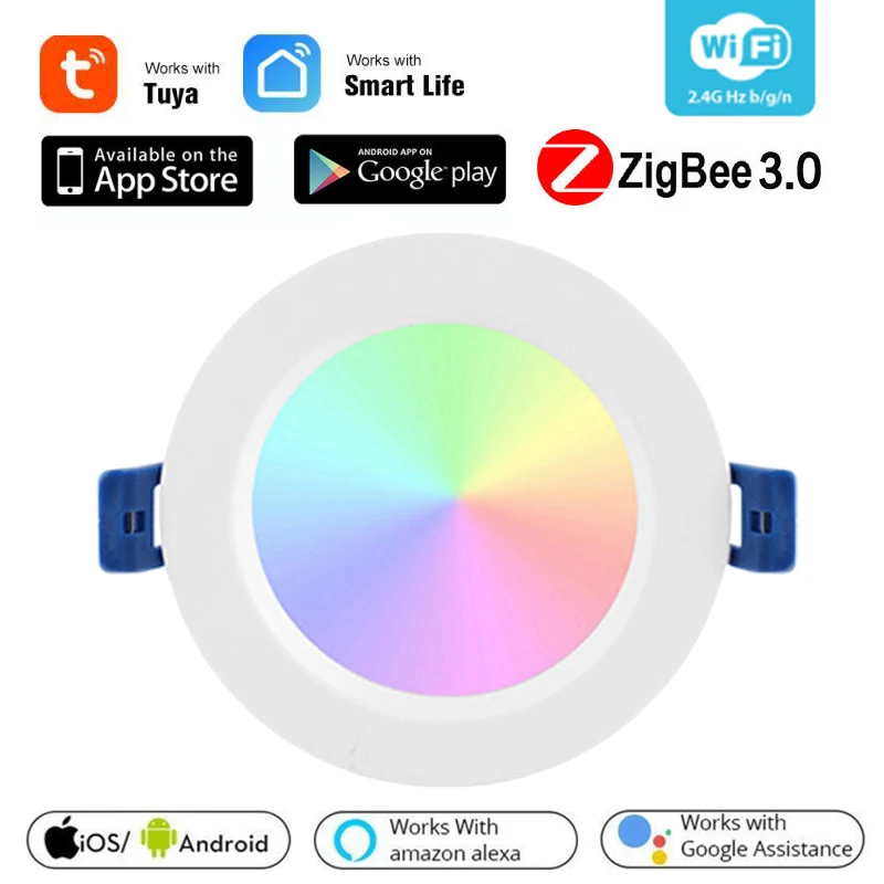 

Сетчатый умный потолочный светильник Tuya Zigbee 3,0, 1-4 шт., умные предметы, приложение RGBCW, точечное освещение с регулируемой яркостью для Alexa Google ...