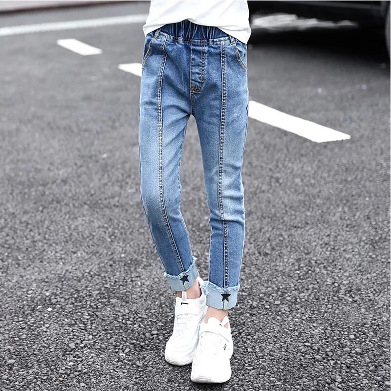 Узкие джинсы леггинсы для девочек маленьких осенне зимняя одежда джинсовые