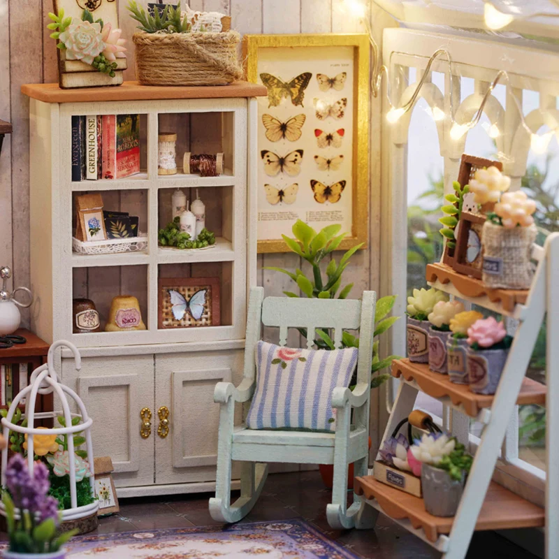 Собирать деревянные кукольные домики diy головоломки миниатюрные 3D мебельный