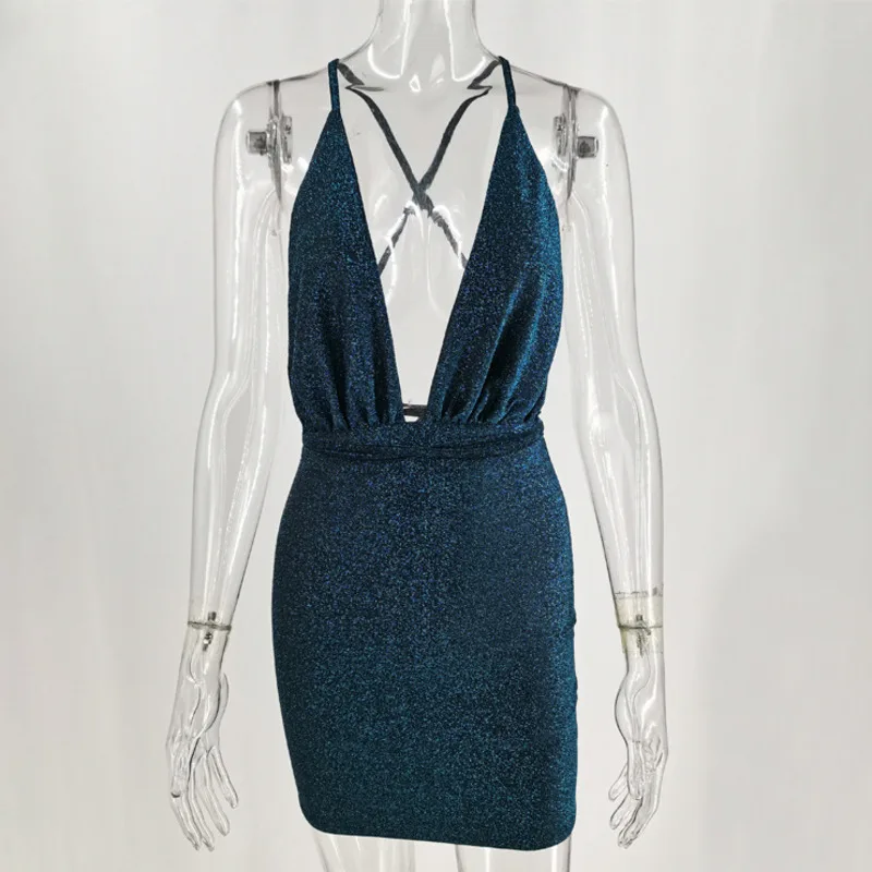 Fuedage летнее Сексуальное Женское Платье блестящее облегающее мини-платье с рюшами