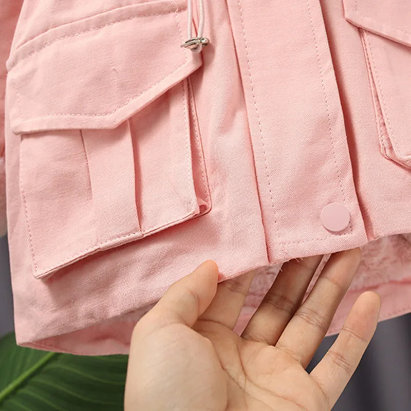 

DFXD High Quality 2020 Winter Kids Girl Warm Hooded Trench Outwear Cherry Embroidery Inside Faux Fur Jacket Coat Thick Clothes