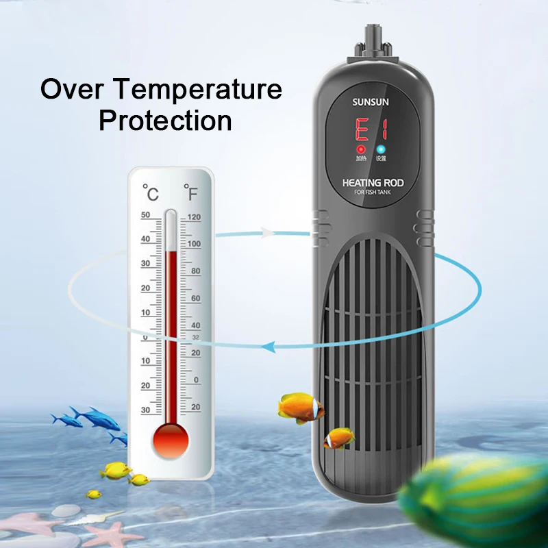 SUNSUN Stainless Steel Aquarium Heater LCD Display Smart PTC Fish Tank Adjustable Automatic Heating Rod Constant Temperature | Дом и сад
