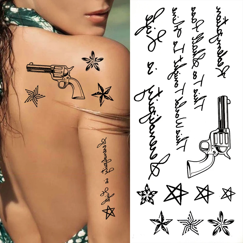 Small Star Crown Temporary Tattoos For Women Kids Fake Face Tattoo Men Black Sun Moon Sticker Fake Finger Tatoos Infinity  images - 3