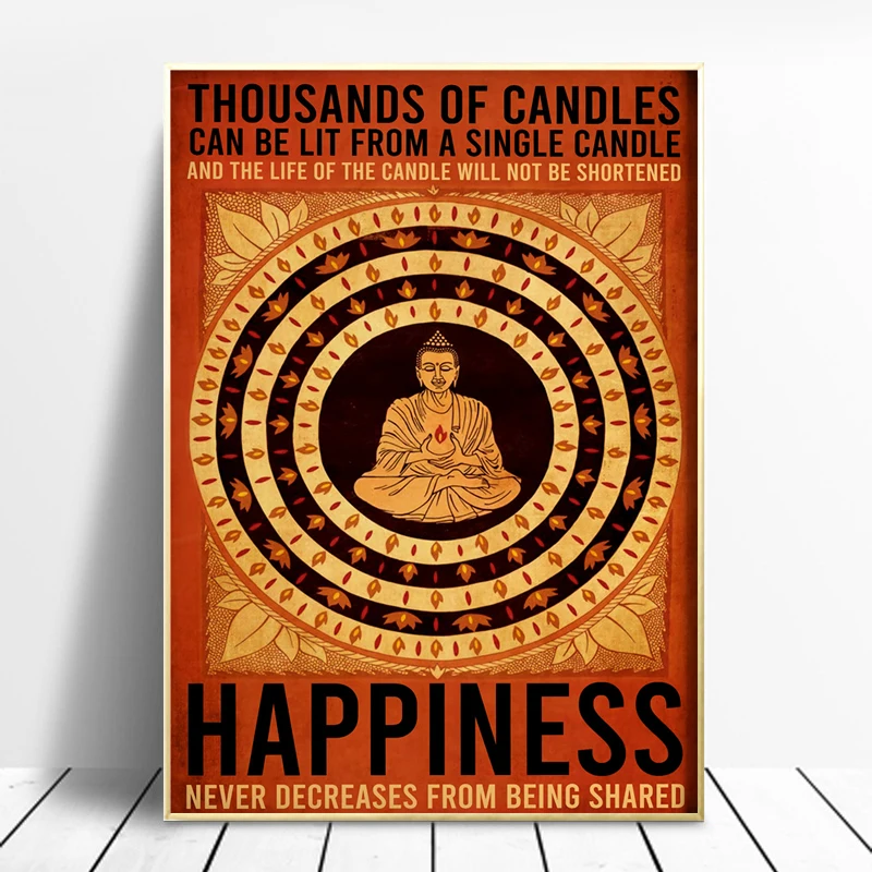 Буддизм счастье настенное искусство Ретро Религия Будда плакат и принты холст