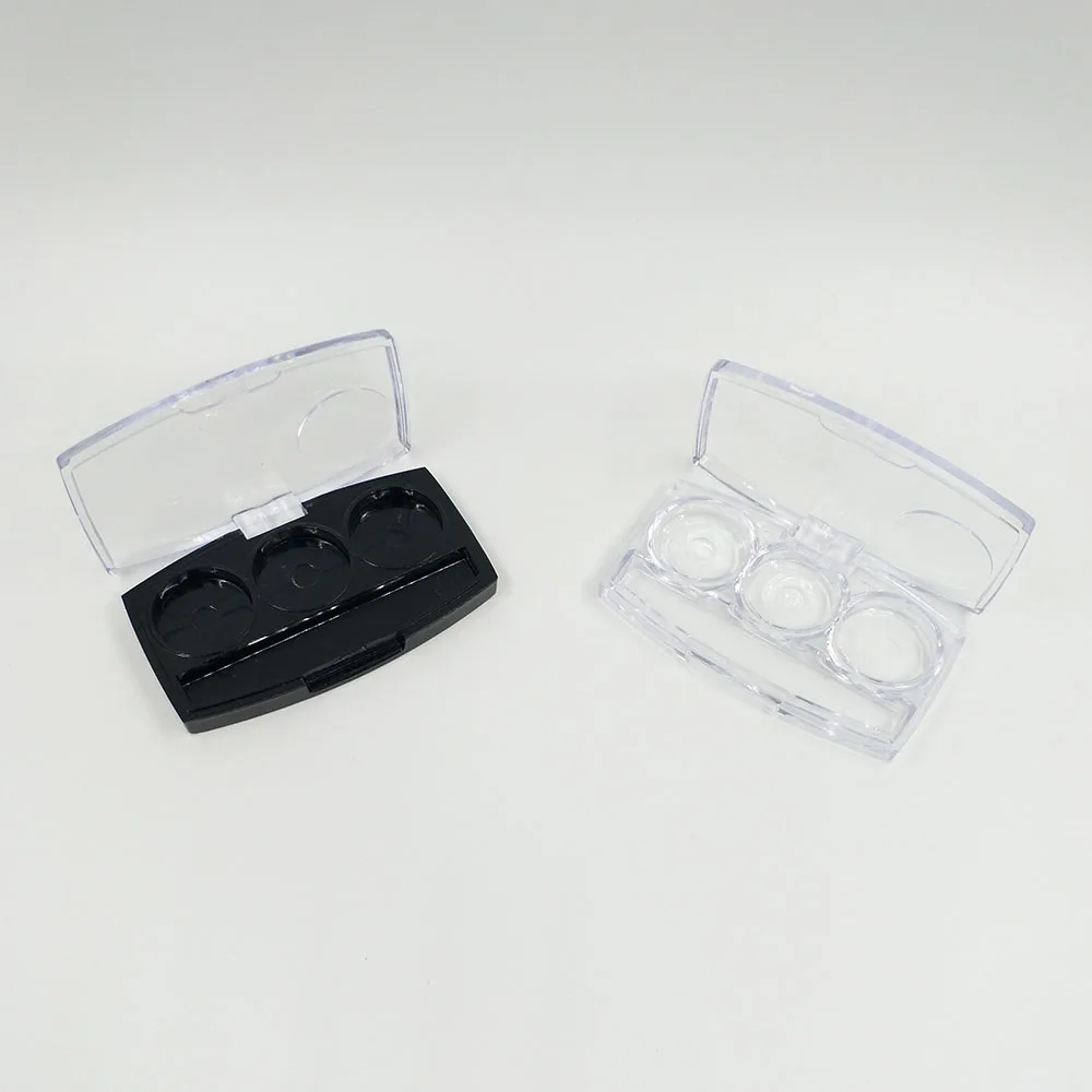 Прозрачный черный футляр для теней глаз 3 кастрюли компактный мини палитра с