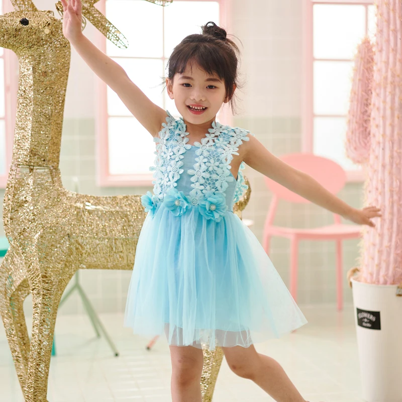 Симпатичная одежда высокое качество платье из тюля с цветочным узором для