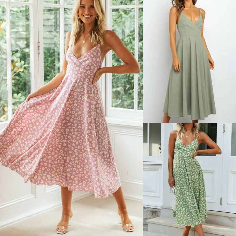 Женское летнее повседневное длинное вечернее пляжное платье макси в стиле бохо