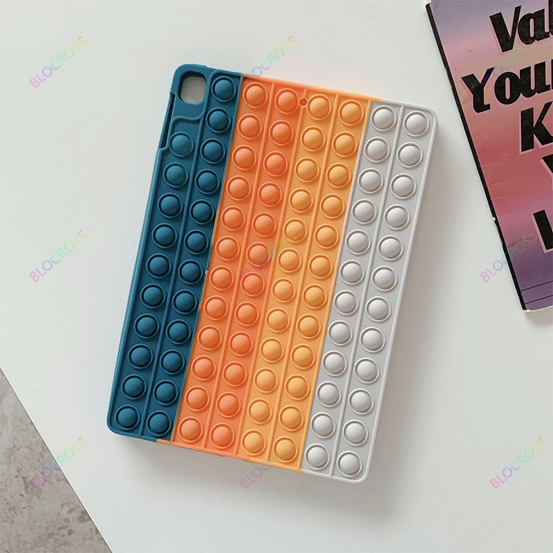 

Kids Cute Pop it iPad 10.2 Case Soft Silicone Pop Push Bubble Case Compatible with iPad 9th 8th Generation Relieve Stress Case