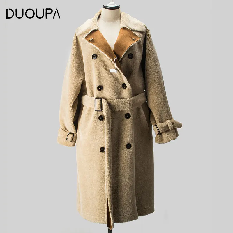 DUOUPA/ Новое модное бархатное пальто из искусственного меха с зернистой шерстью длинное Свободное пальто из искусственного меха большой размер женская меховая ветровка