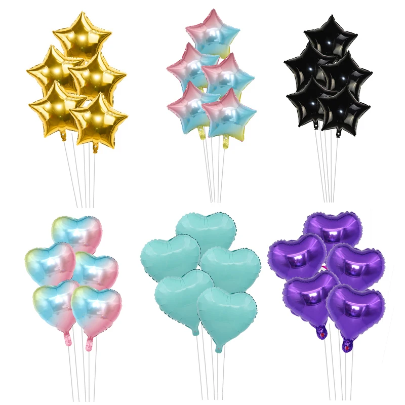 Шары из алюминиевой фольги в форме сердца 5 шт./лот 18 дюймов|Воздушные шары и
