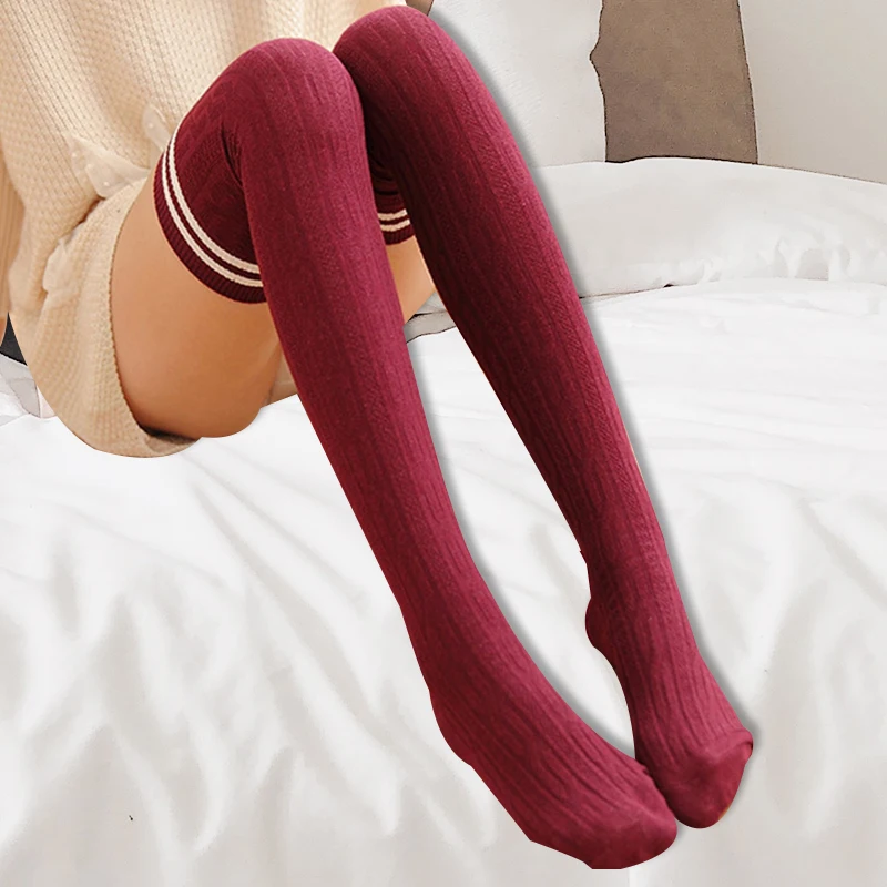 

Sexy Stockings Female Thigh High Over The Knee Socks Cotton Striped Woman Socks Leg Warmer Lolita Anime Stockings Funny Fashion