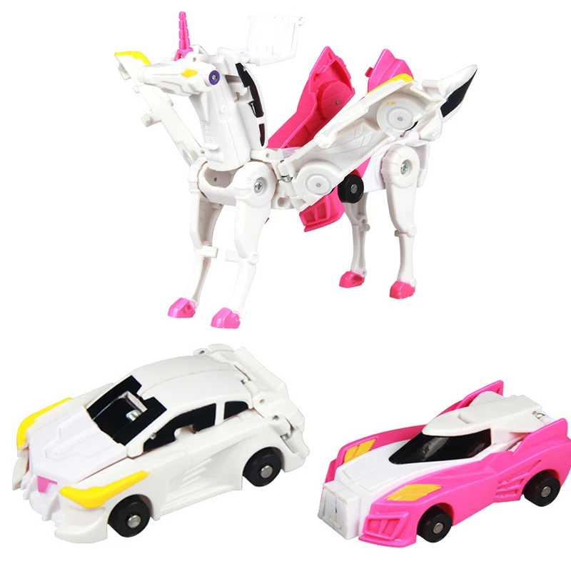 

Unicorn Magic Tricks Trolley Stick Collision Deformation Magic Flying Wing Pegasus Combination Car Two-piece Kids Toys