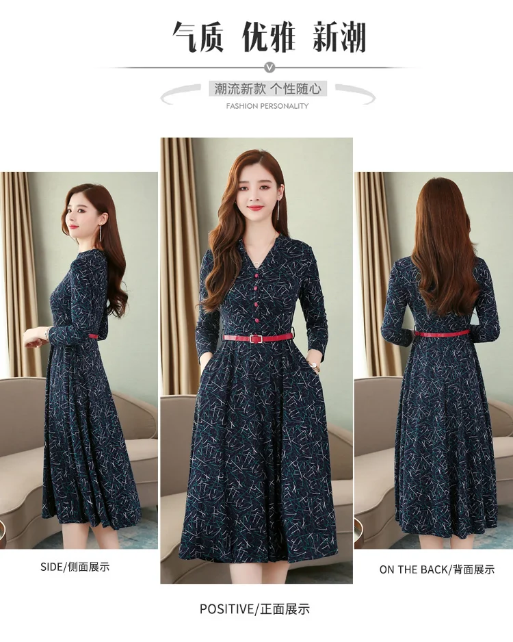 Винтажное Хлопковое платье-миди Boho с принтом; сезон осень-зима; 3XL; большие размеры; платье с длинными рукавами; элегантные женские облегающие вечерние платья