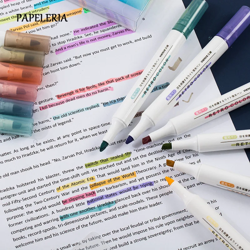 6Pcs/Set Creative Highlighter Pen Fluorescent Pencil Candy Color Drawing Graffiti Marker Art Pens for School Office Supplies | Канцтовары