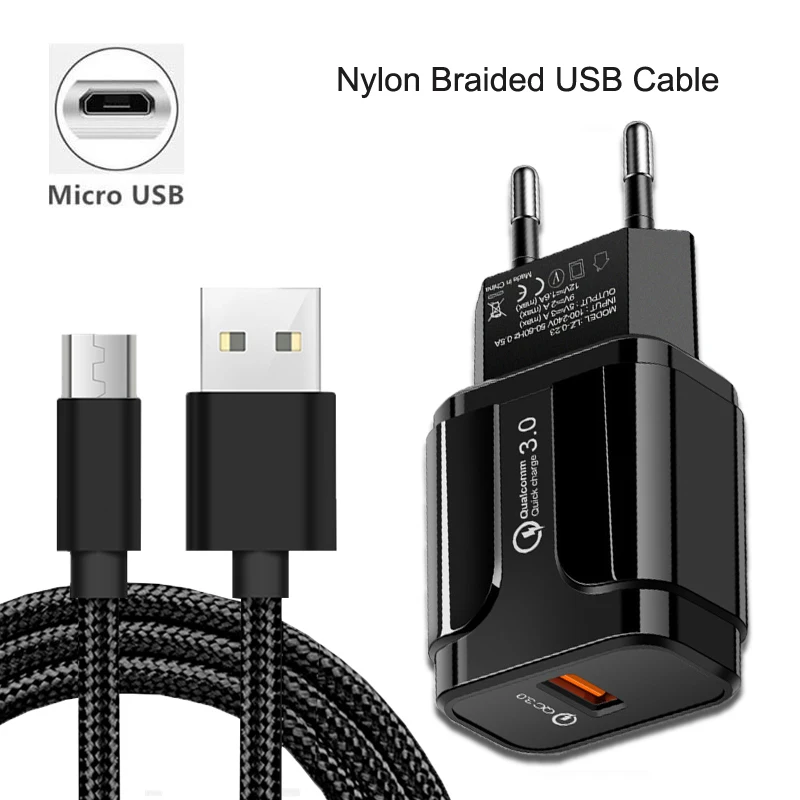 Быстрая зарядка 3 0 быстрое настенное зарядное устройство Micro USB кабель для
