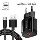 Быстрая зарядка 3,0 быстрое настенное зарядное устройство Micro USB кабель для синхронизации данных для Xiaomi Redmi 6 5 S2 6A 5A 4A A2 Lite Note 5 6 Pro USB зарядное устройство