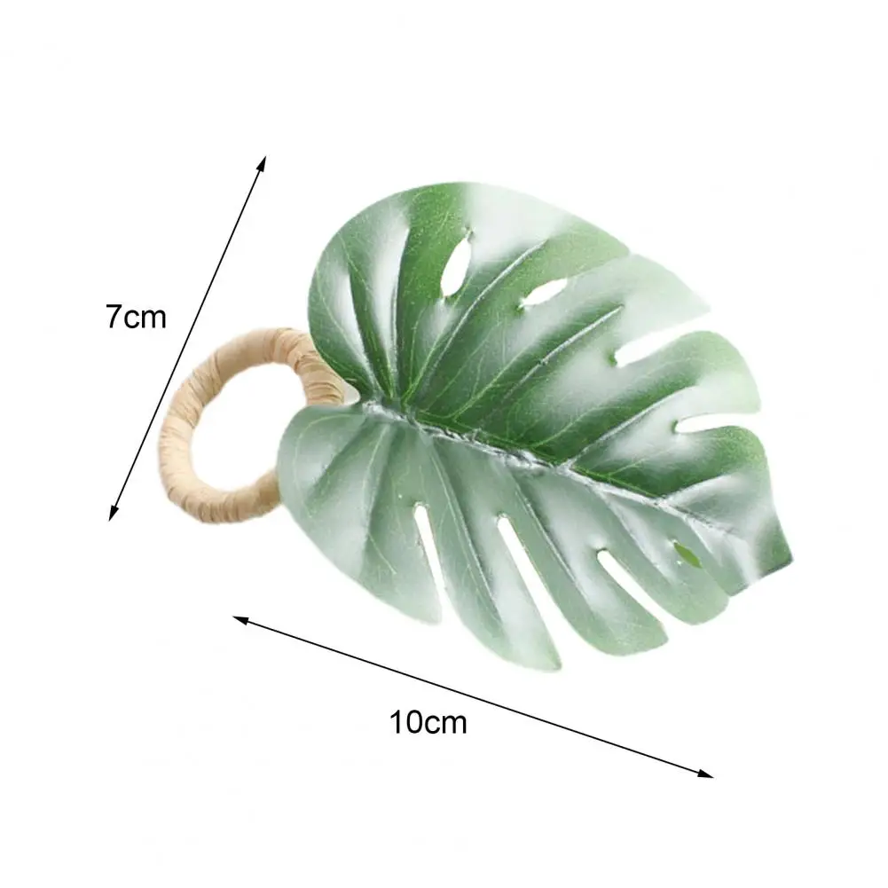 

6Pcs/Set Napkin Buckle Delicate Wide Application PP Green Turtle Leaf table art for Banquet