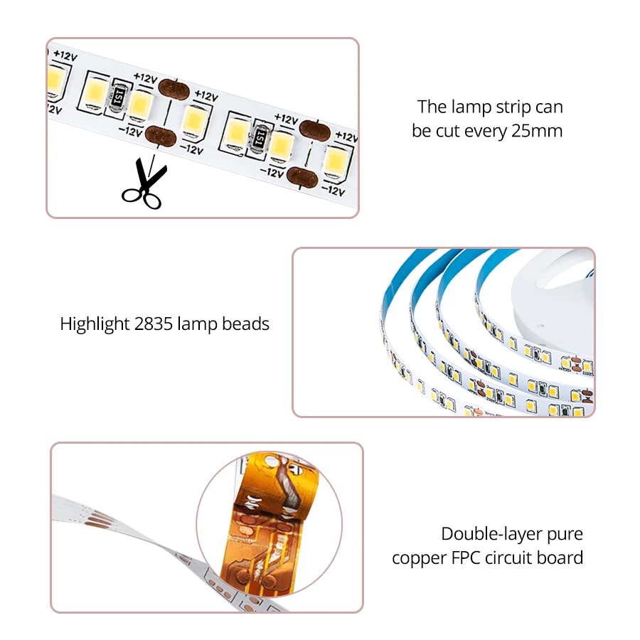 5M 2835 SMD светодиодный полосы света 12V 24V гибкие Диодная лента 120/168/180/204/240 светодиодный на метр 3000K 4000K 1000K Тира светодиод лента