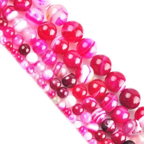 

Red And White Striped Natural Agate Gemstone Loose Spacer Beads Brand New Wholesale DIY 4 10 12 mm Necklace Bracelet Bead String