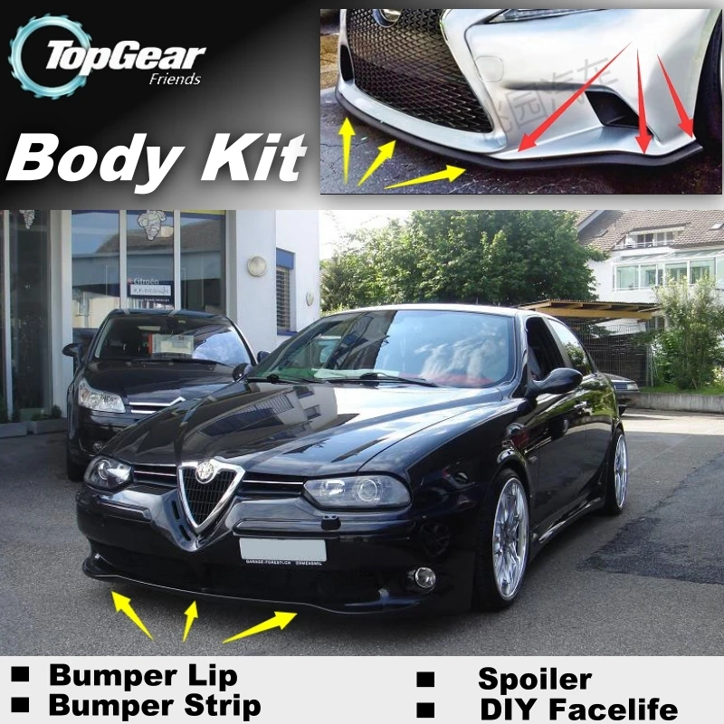 Дефлектор губ на бампер для Alfa Romeo 156 AR 1997 ~ 2007 передняя юбка спойлера ДЛЯ TOPGEAR | Юбка бампера -32449848924