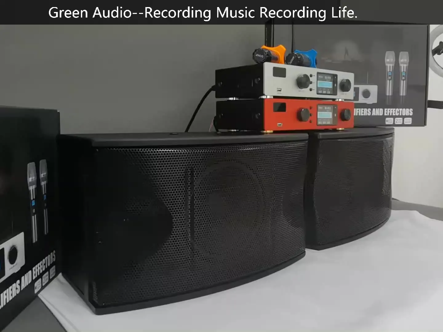 저렴한 Popu-6025 전문 무선 시스템 세트 마이크 전력 증폭기 오디오 스피커 3 In 1, 가족 파티 무대 회의용