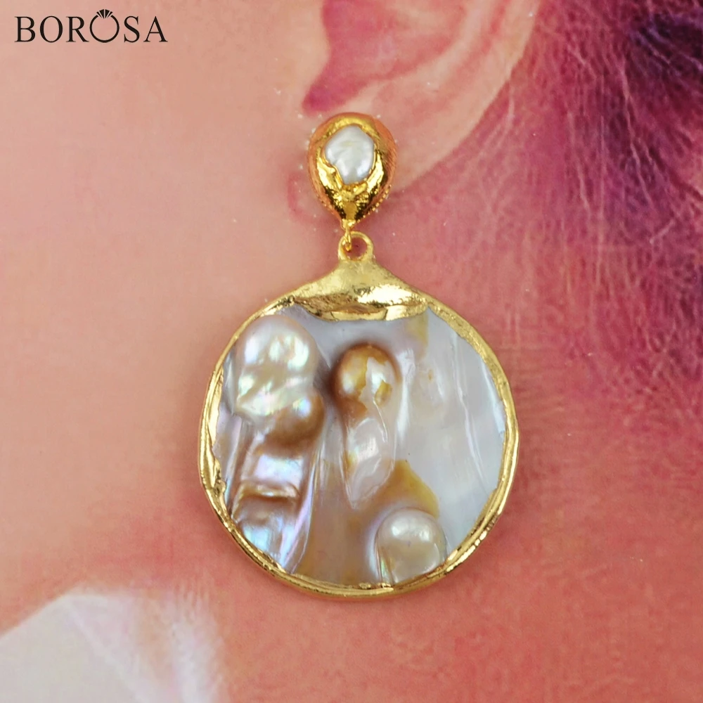 Женские жемчужные серьги BOROSA 3/5 пар круглые висячие из натурального жемчуга и