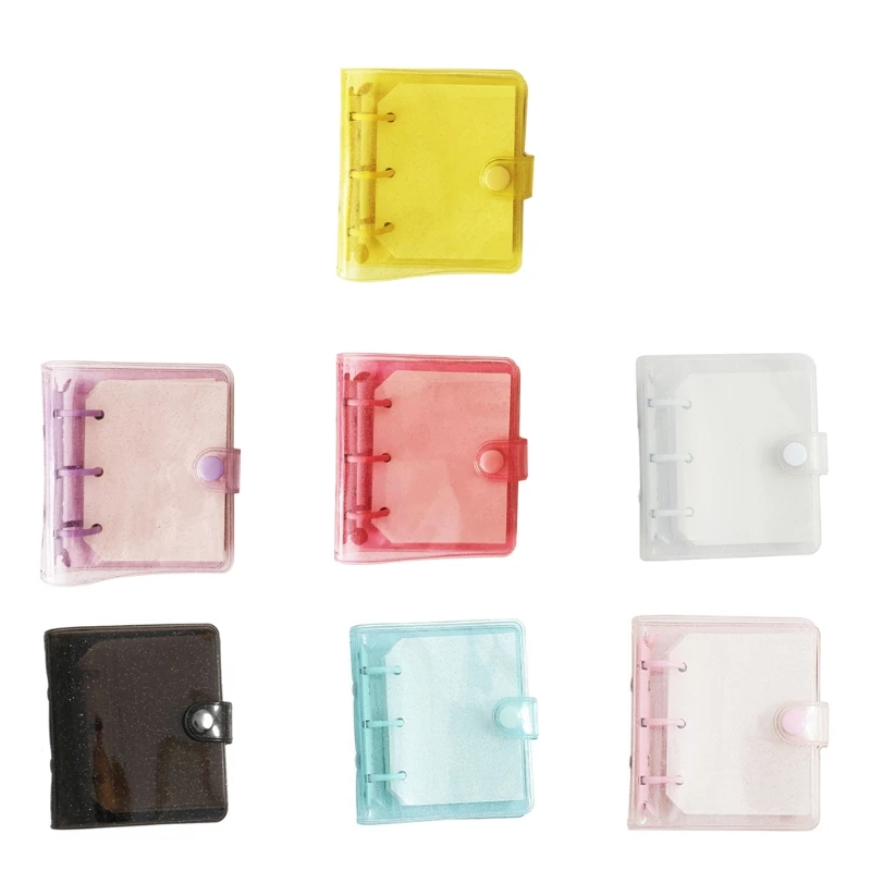 

3 Hole Mini Loose-leaf Notebook Transparent PVC Binder Notebook Portable Refillable Student Notebook Mini Binder Pockets