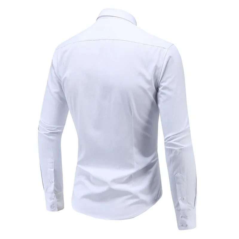 

Long Sleeves Spring Shirts 2020 White Print Causal Shirt Regualr Fit Fashion Plus Size Shirt