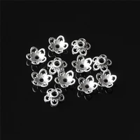wholesale 40pcs tibetan silver color hollow flower bead caps diy handmade jewelry making accessories charm loose beads 11mm