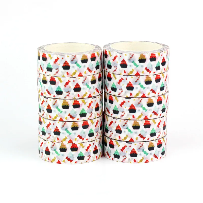 

10pcs/lot Decorative Christmas candy cake Washi Tapes Scrapbooking Stickers Adhesive Masking Tape Kawaii Papeleria Wholesale