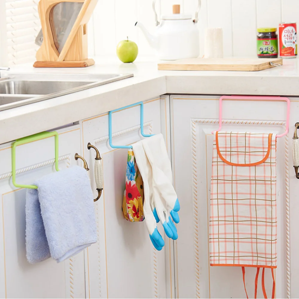 

Plastic Towel Rack Hanging Holder Organizer Bathroom Kitchen Cabinet Cupboard Hanger Towel Sponge Storage Rack Over Door Hook