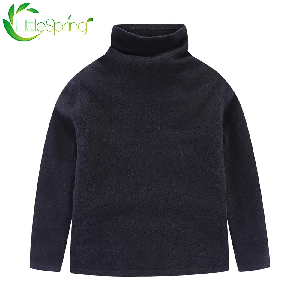 LittleSpring водолазка Однотонный свитер 2020 Осень Зима Топы Детские свитера пуловер