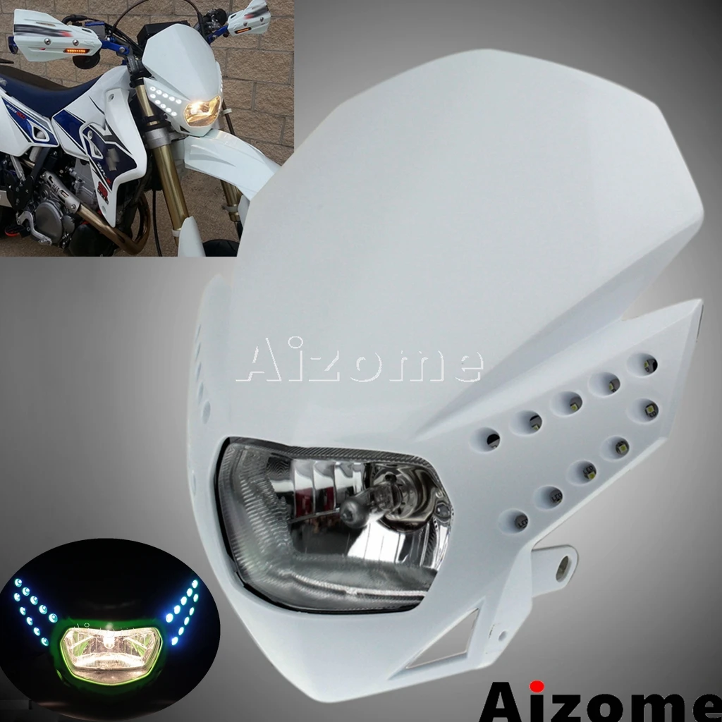 Универсальный обтекатель для передних фар мотоцикла H4 Yamaha Honda Suzuki Kawasaki WR YZ YZF KLX XR