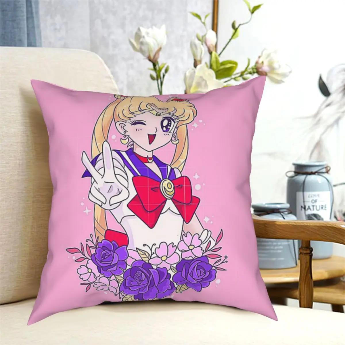 

Sailor Moon Throw Pillow Cushion Cover Decorative Pillowcases Case Home Sofa Cushions 40x40,45x45cm(Double Sides)