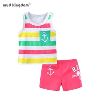 mudkingdom girls boys summer outfits colorful striped vest shorts set for kids clothes tank tops children suit fashion clothing