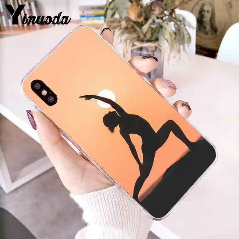 

Yinuoda yoga girl Soft black Phone Case for iPhone 12 8 7 6 X XS MAX 6S Plus XR 11 12 11pro promax 5 5S SE