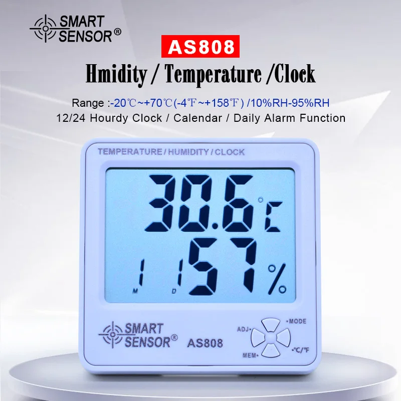 Умный датчик AS808 измеритель температуры и влажности гигрометр термометр большой