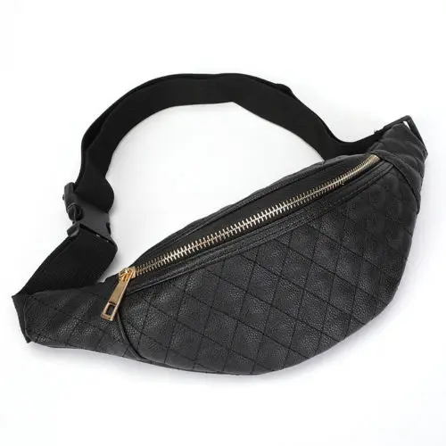 

Women's Fashion PU Leather Waist Bag Waist Bag Trend Leisure Zipper Storage Chest Bag