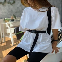 hot sale summer clothing casual solid womens two piece suit with belt solid 16colors home loose sports fashion leisure suit