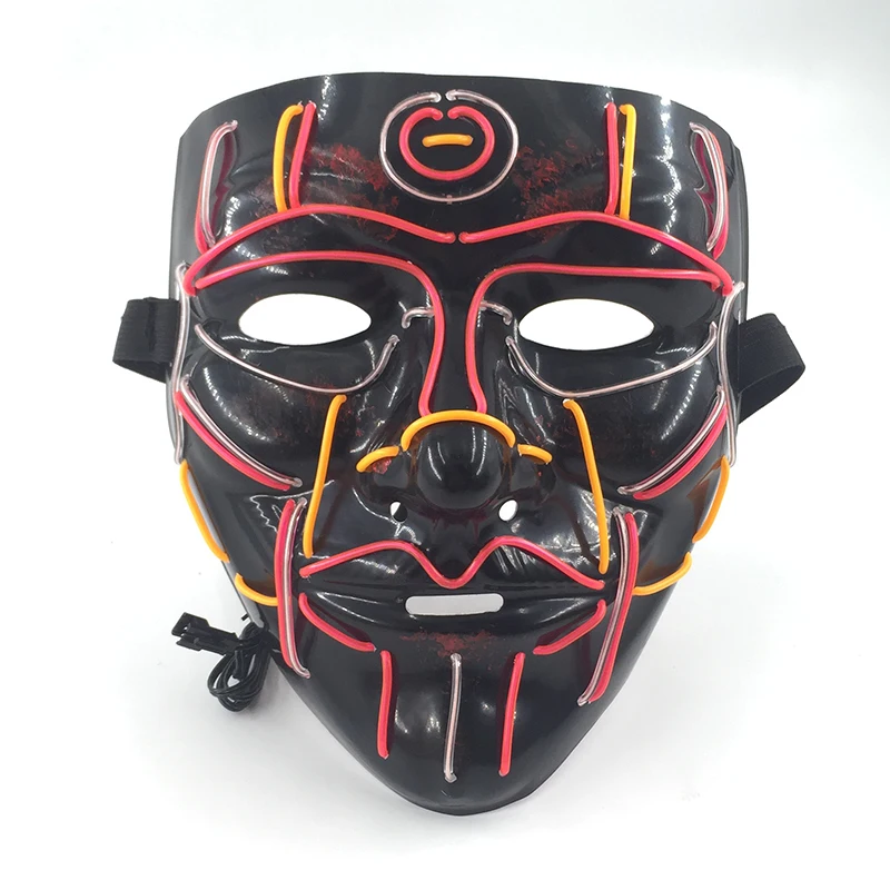 Glowing Horror Demon Slayer Characters Cosplay V-shaped Colorful Monster With Blood EL Wire Scary Halloween Mask | Дом и сад