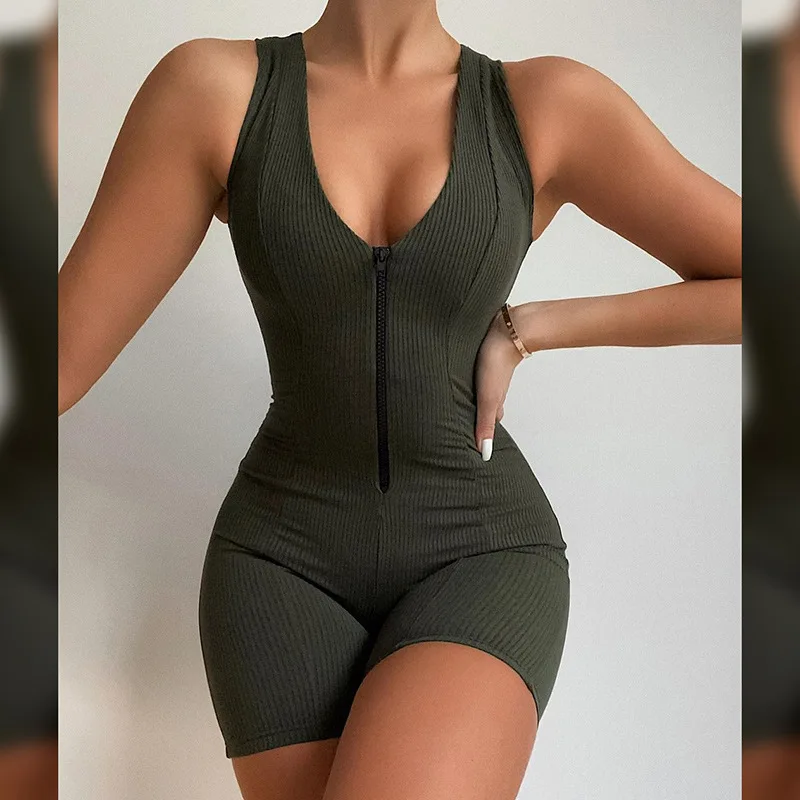 

Women Sexy Sleeveless Romper Jumpsuit Bodycon Bodysuit Slim Fit Sports Clubwear