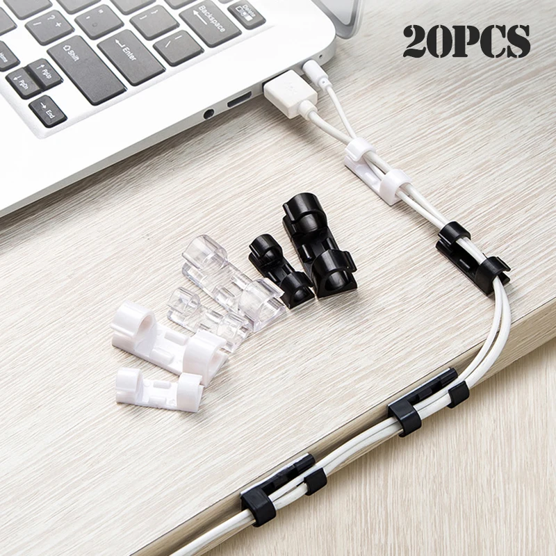 

20pcs Finisher Wire Clamp Wire Organizer Cable Clip Buckle Clips Ties Fixer Fastener Holder Data Telephone Line Usb Winder