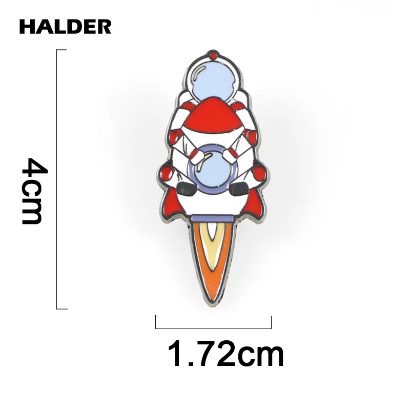 BR0007 HALDER, Мультяшные модные ювелирные изделия, Вселенная, астронавт, космический корабль, планеты, ракета, броши, космос, булавки, Нагрудный значок, одежда - Окраска металла: on rocket